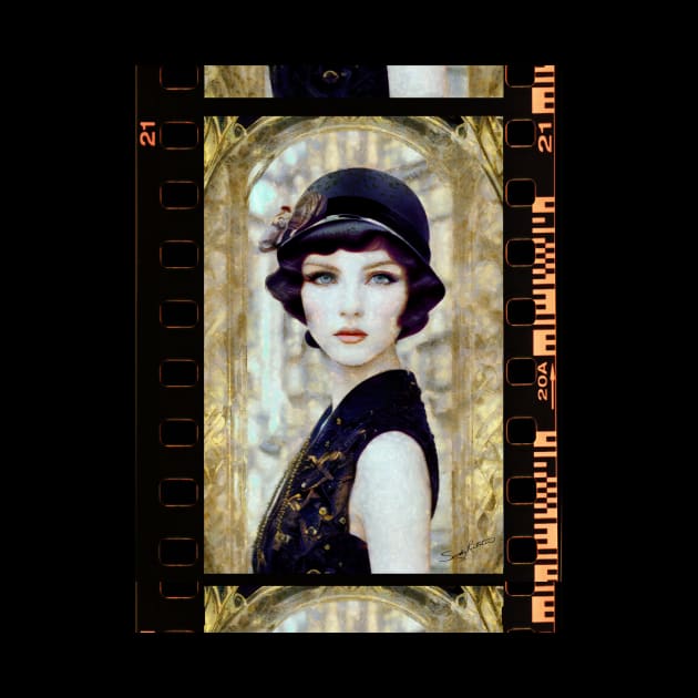 Portrait of Beautiful 1920s Vintage Style Woman by Sandy Richter Art & Designs