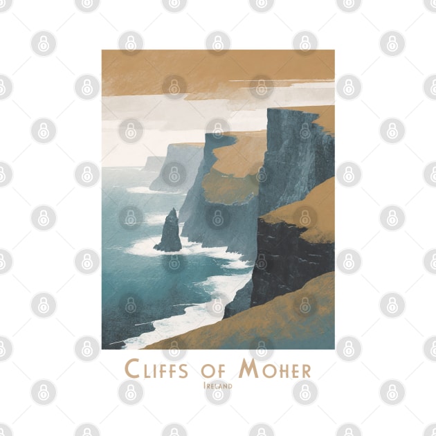 Misty Cliffs of Moher Ireland Vintage Art Print by POD24
