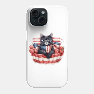 Patriotic Black Cat, 4th of July Design Phone Case