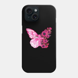 Butterfly Pink Ribbon Breast Cancer Shirt Phone Case