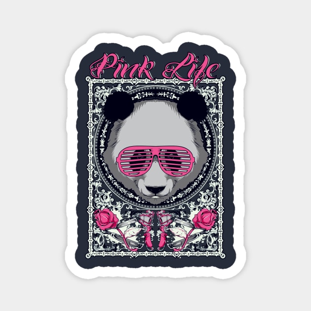 Pink Life Panda with Sunglasses Magnet by Anonic