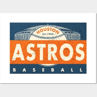 Houston Vintage Sports Posters - Baseball Basketball Football Set of Three  11x14 Prints - Astros, Rockets Memorabilia Fan Art