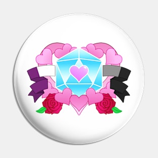 DiceHeart - Ace Banner, Light Blue Dice Pin
