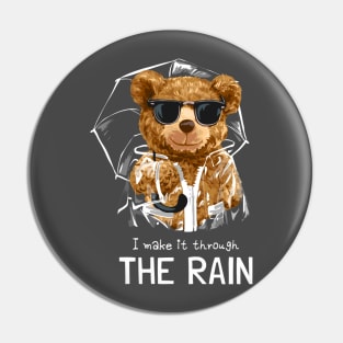 The bear design "The rain" Pin