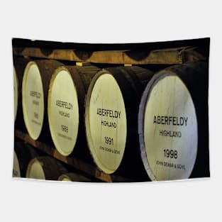 Whisky barrels at a distillery in the highlands of Scotland Tapestry