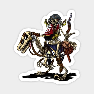 Skeleton Pirate Captain Riding Dinosaur Magnet