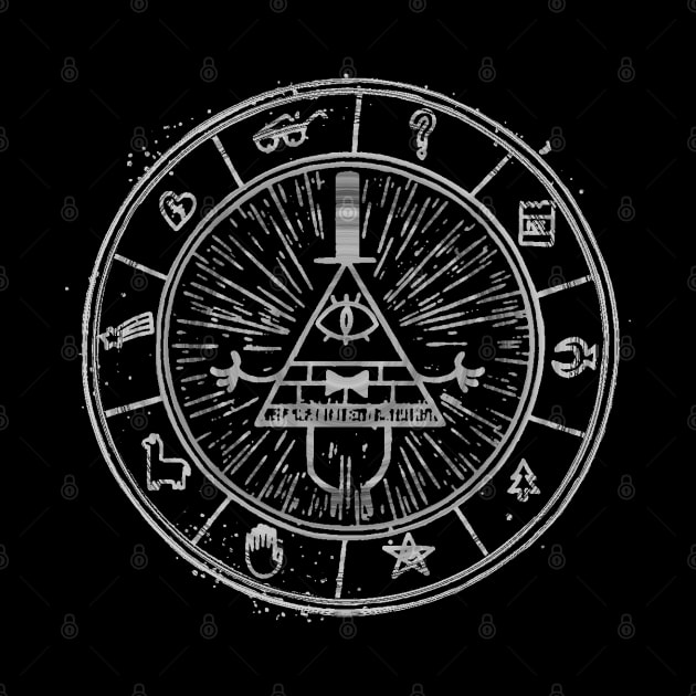 BILL CIPHER WHEEL BLack/White ( GRAVITY FALLS ) by pixtees