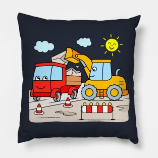 Digger and Truck for Boys and Girls Pillow