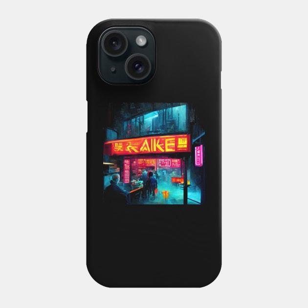 Nook Ramen Stall - Cyberpunk Cityscape Phone Case by ArkMinted