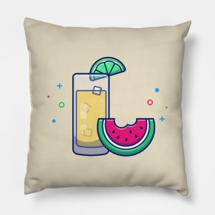 Lemon Juice With Watermelon Cartoon Pillow