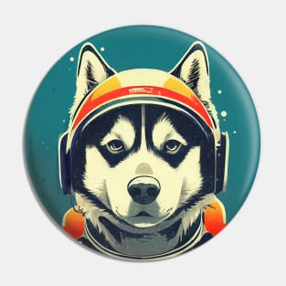 Vintage husky portrait Pin