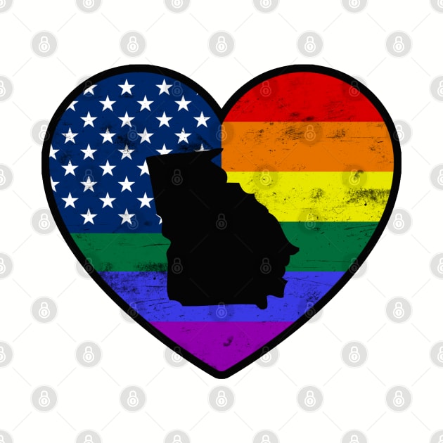 Georgia United States Gay Pride Flag Heart by TextTees