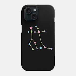 Gemini Zodiac Constellation in Rainbow Pastels - Black Phone Case