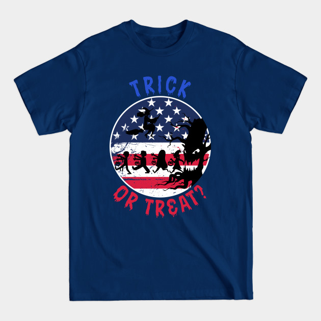 Discover Trick Or Treat, Halloween American Flag - Scary - T-Shirt