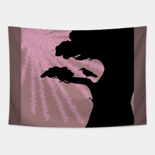 Raven in Winter Sun Ice Pink Tapestry