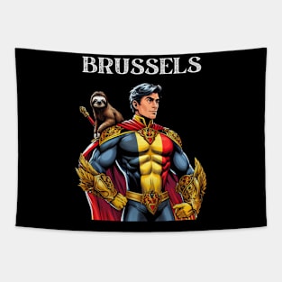 Brussels 70s Fantasy Comic Book Belgian Superhero Tapestry