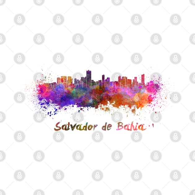 Salvador de Bahia skyline in watercolor by PaulrommerArt