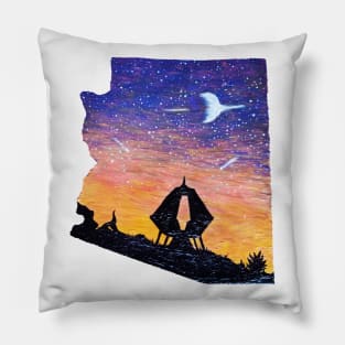 Arizona Desert Retro UFO Pillow