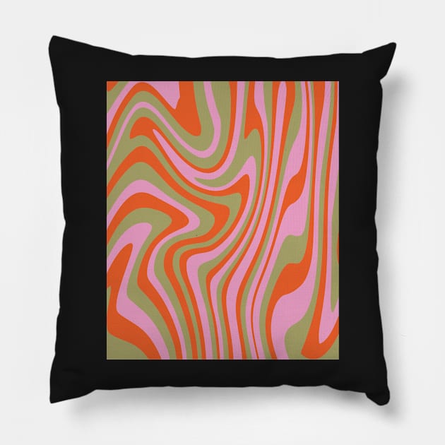 wavy swirl groovy pattern Pillow by Oonamin