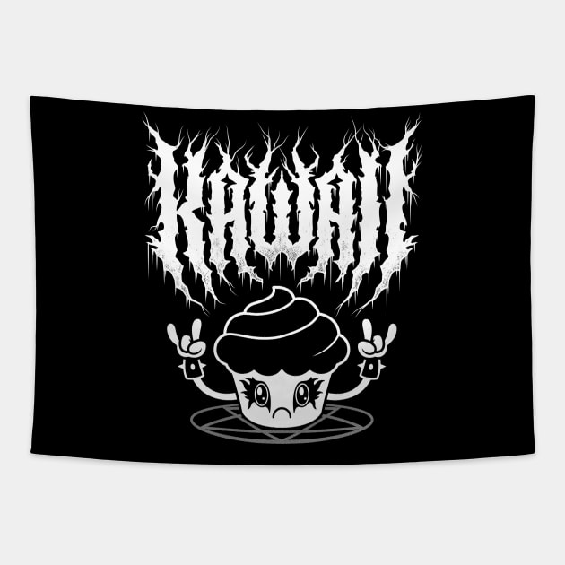 Kawaii Cupcake Black Metal Logo - Creepy Cute - Funny Spoopy Goth Tapestry by Nemons