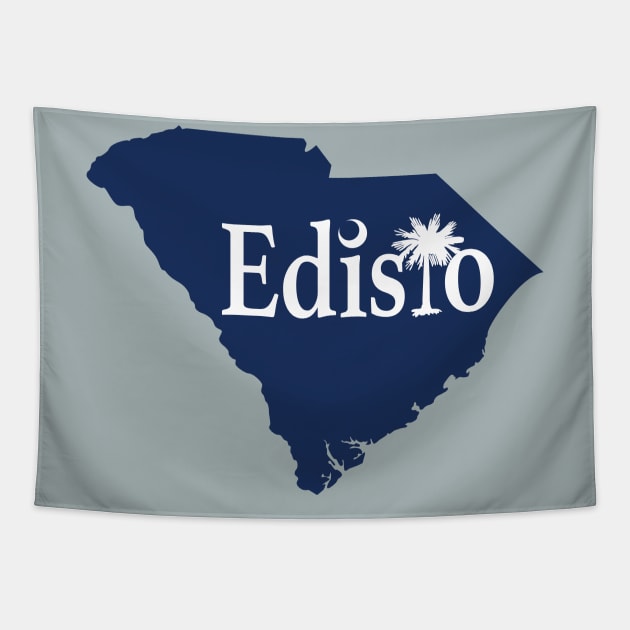 Edisto Island South Carolina State Outline Blue Tapestry by TGKelly