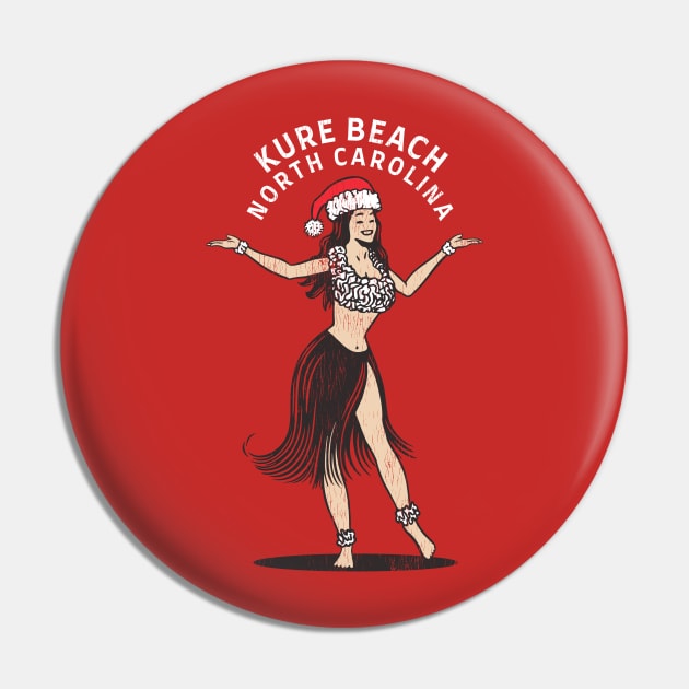 Kure Beach, NC Christmas Vacationing Holiday Hula Girl Pin by Contentarama