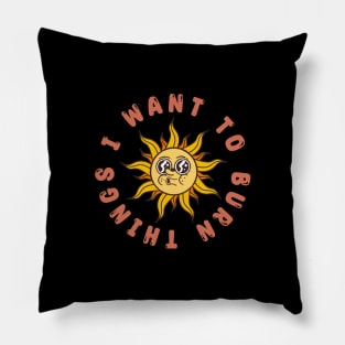 vintage sun cartoon character Pillow