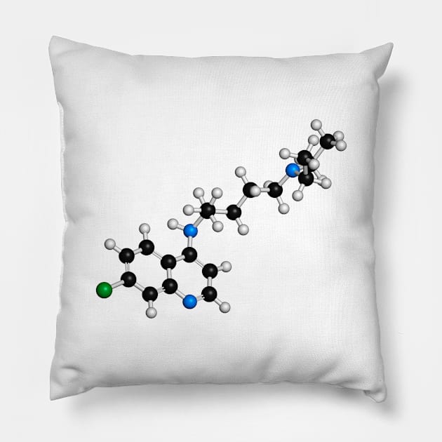 Chloroquine malaria drug molecule (F011/1426) Pillow by SciencePhoto