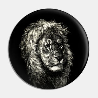 Dramabite Artistic Lion head Cute Hand Drawn Animal Graphic Realistic Pin