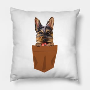 dog in pocket funny puppy for dog lover Yorkshire Terrier Pillow