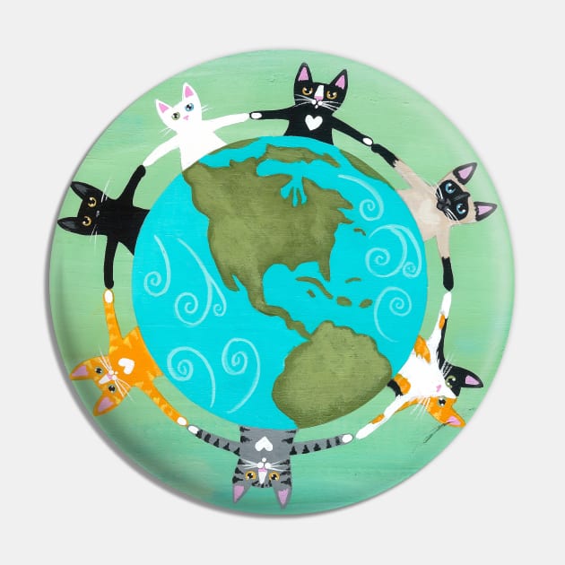 Love the Earth Cats Pin by KilkennyCat Art