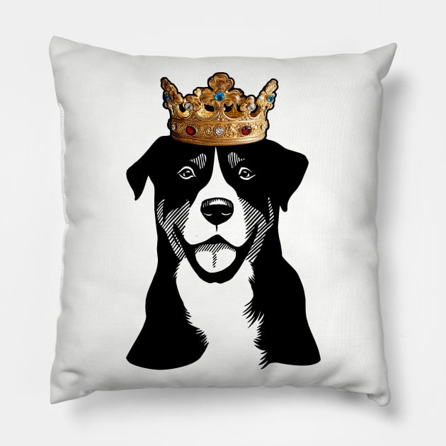 Greater Swiss Mountain Dog King Queen Wearing Crown Pillow by millersye