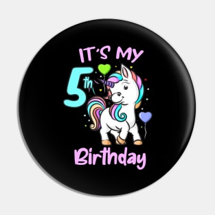 5th Birthday Unicorn Kids Gifts For Girls Pin