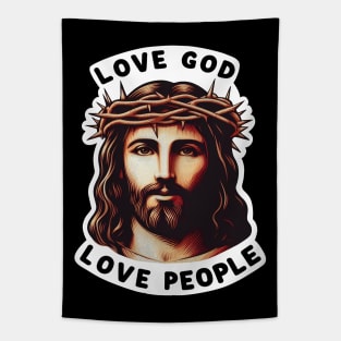 Love God Love People Jesus Christ Crown Of Thorns Tapestry