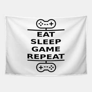 Eat, Sleep, Game, Repeat (black) Tapestry