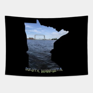 Minnesota State Outline (Duluth and Aerial Lift Bridge) Tapestry