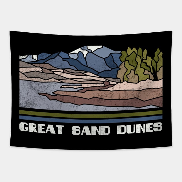 Great Sand Dunes National Park Nature Lover Vintage Retro Skyline Hiking Outdoor Travel Adventure Tapestry by NickDezArts
