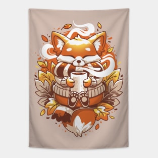 Cozy Fox Coffee - Fall Drink Tapestry