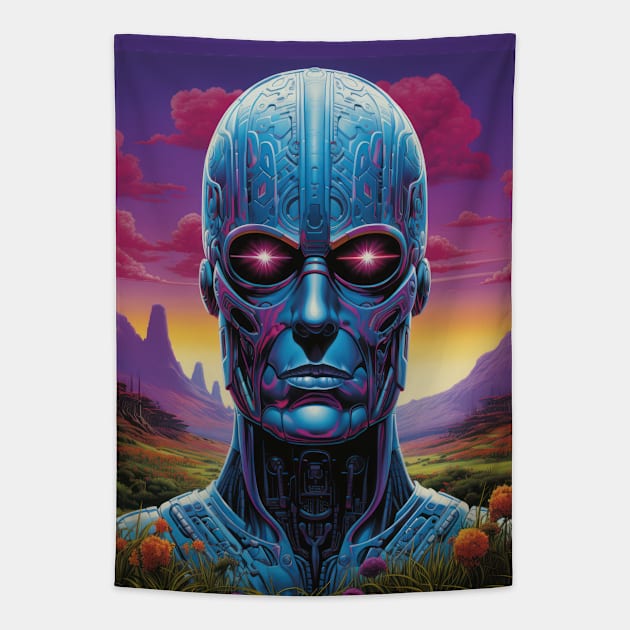 Robot Dreamscape Tapestry by TooplesArt