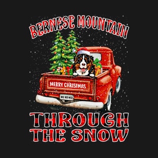 Christmas Bernese Mountain Through The Snow Dog Santa Truck Tree T-Shirt