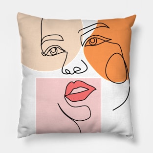 Surreal Face Line Design Pillow