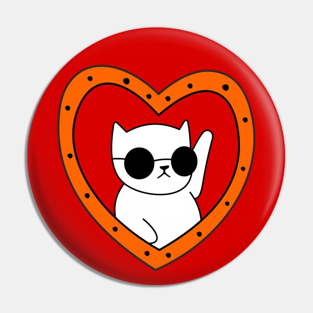 Heart and cat with glasses Pin by My Happy-Design