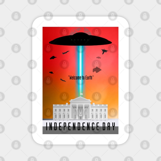 Independence day minimal poster art Magnet by retromegahero