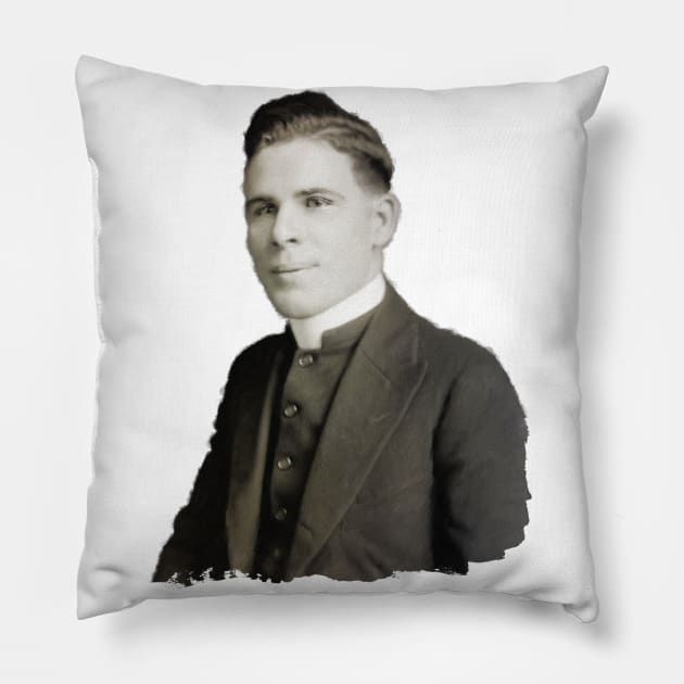 Young Fulton Sheen Portrait Pillow by Beltschazar