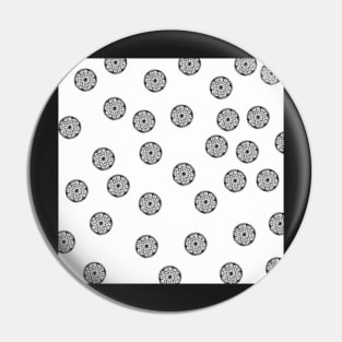 Irregular Mandala Pattern in Black and White Pin