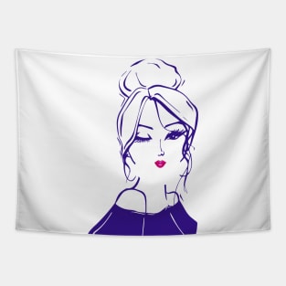 wink girl with pink lipstick Tapestry