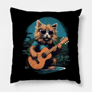 Hawaiian Guitar Music Concert Festival Funny Cat Hawaii Pillow