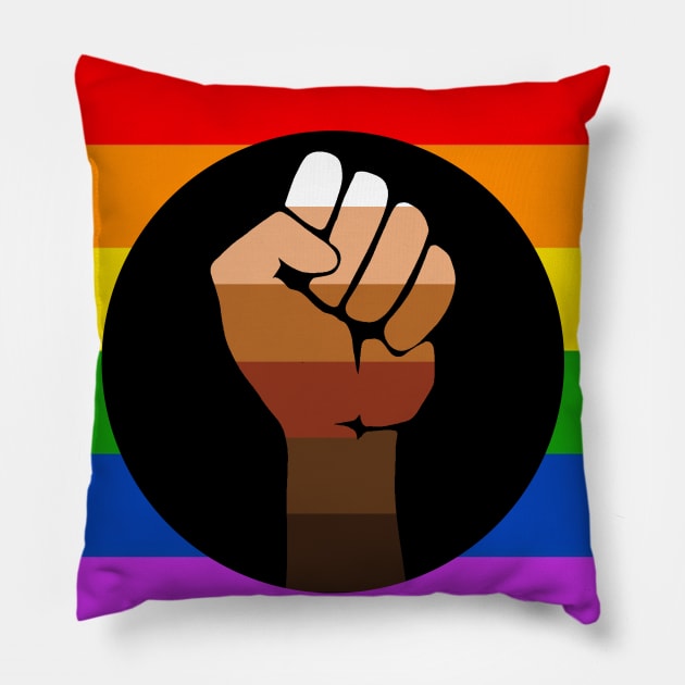 QPOC Pride Flag - Black Fist Pillow by valentinahramov