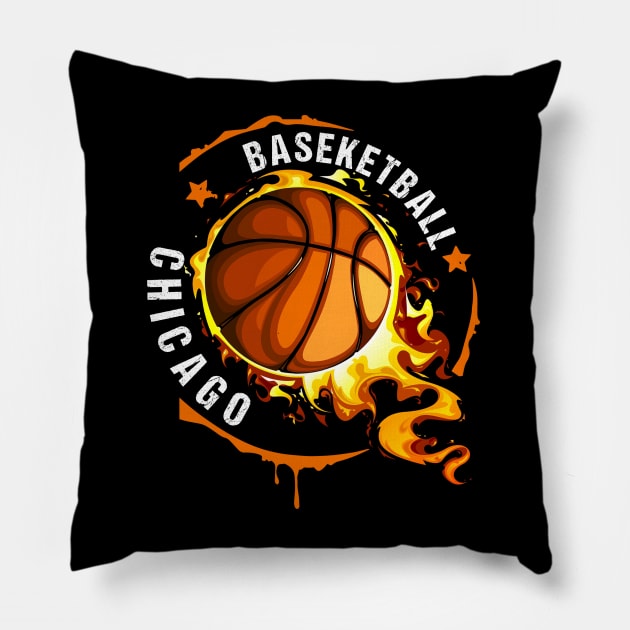 Graphic Basketball Name Chicago Classic Styles Pillow by Irwin Bradtke