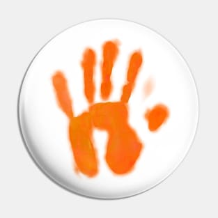 Orange Cheese Handprint Stain Pin